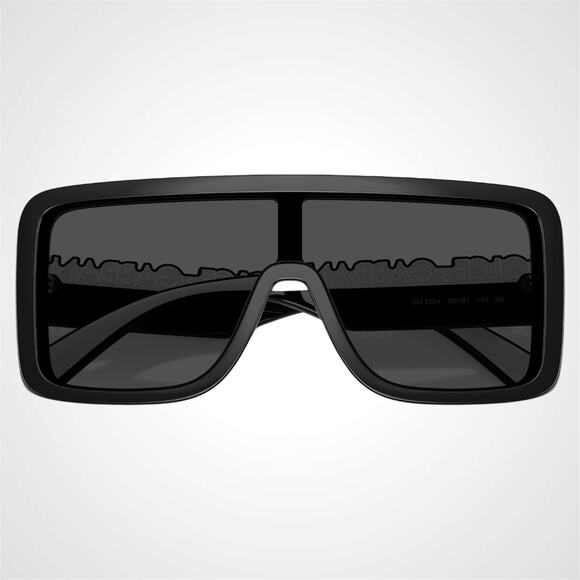 New Dolce & Gabbana Sunglasses Black Rectangle Shield Aviator Mask White Logo - Picture 5 of 6